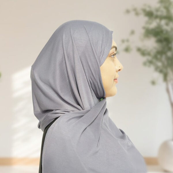 Deluxe Quality Egyptian Jersey Hijab - Grey - Image 2