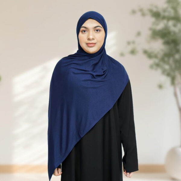 Deluxe Quality Egyptian Jersey Hijab - Navy - Image 2