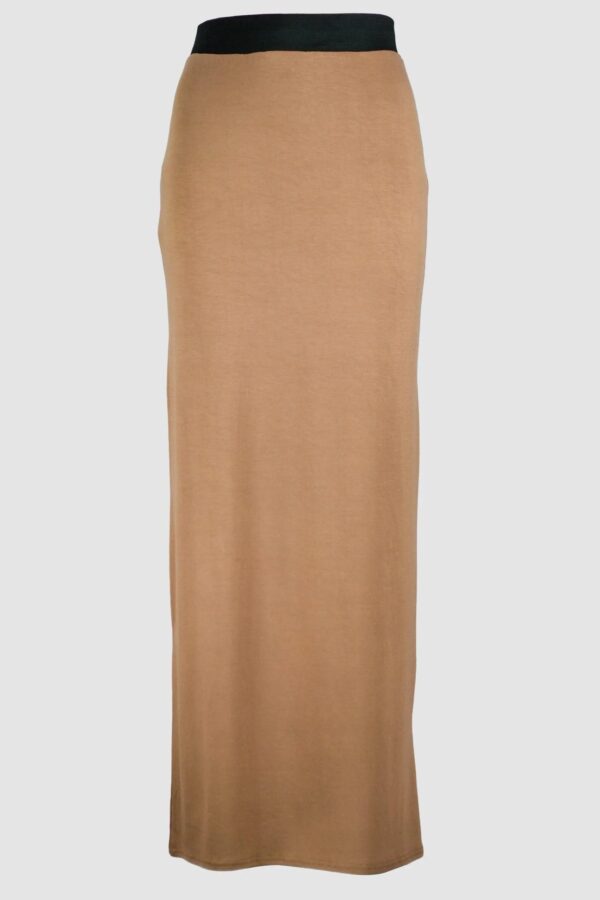 Beige Jersey Straight Skirt