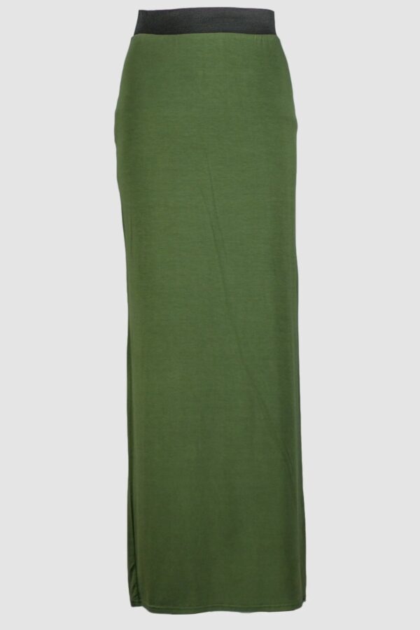 Green Jersey Straight Skirt