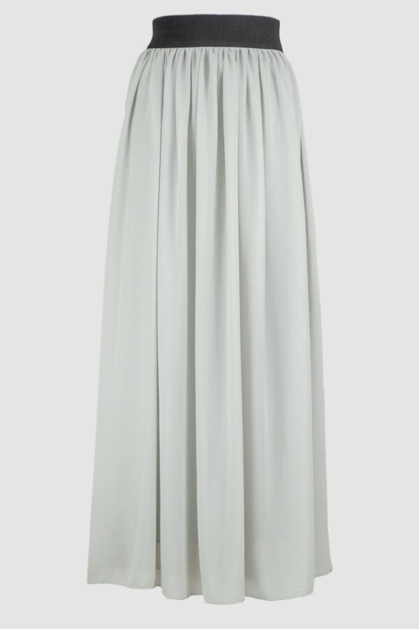 Off White Chiffon Flared Skirt With Inner Layer