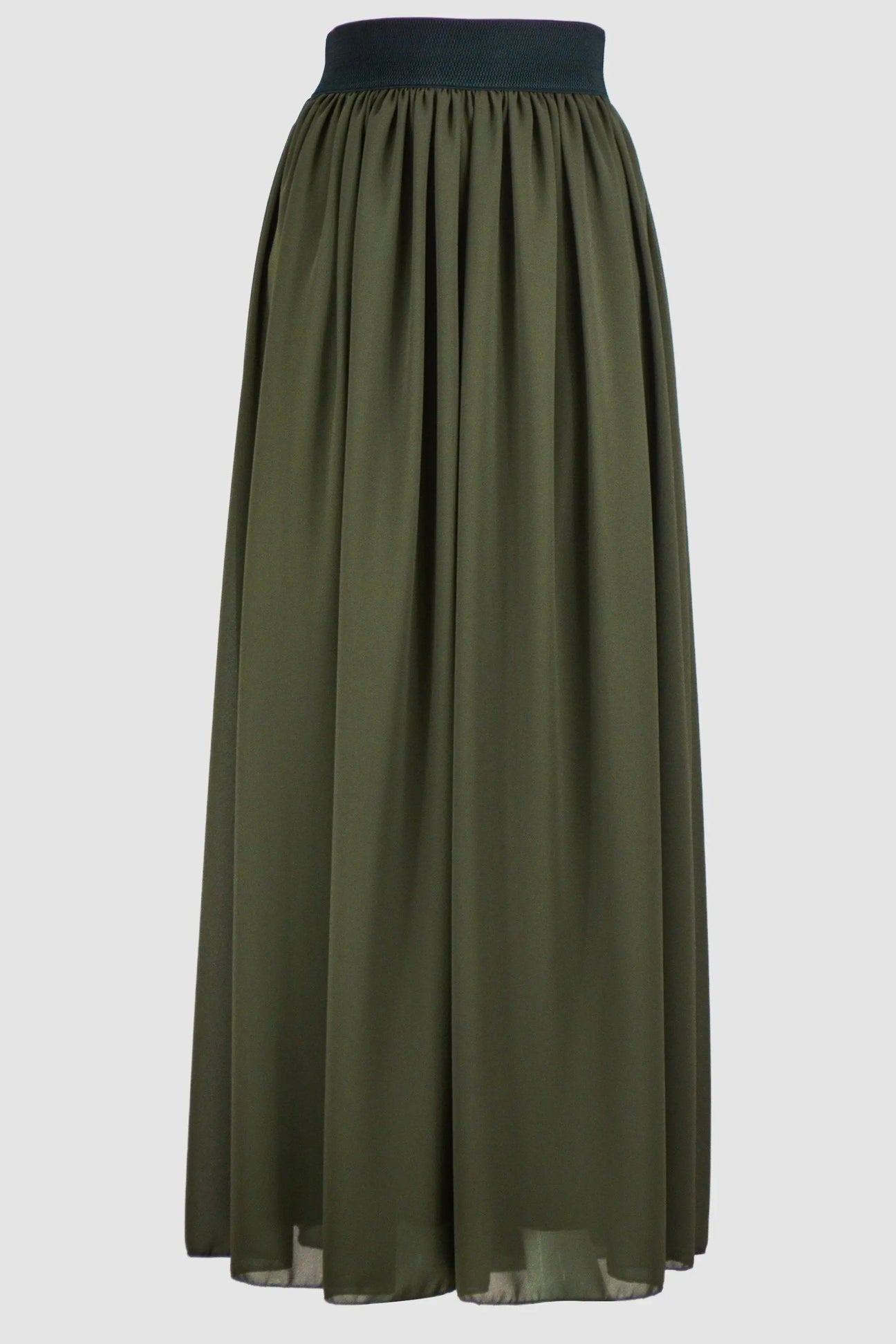 olive-green-chiffon-flared-skirt-with-inner-layer-skirt