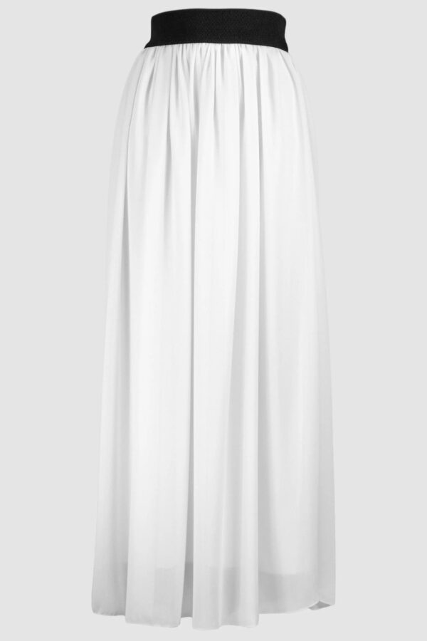 White Chiffon Flared Skirt With Inner Layer